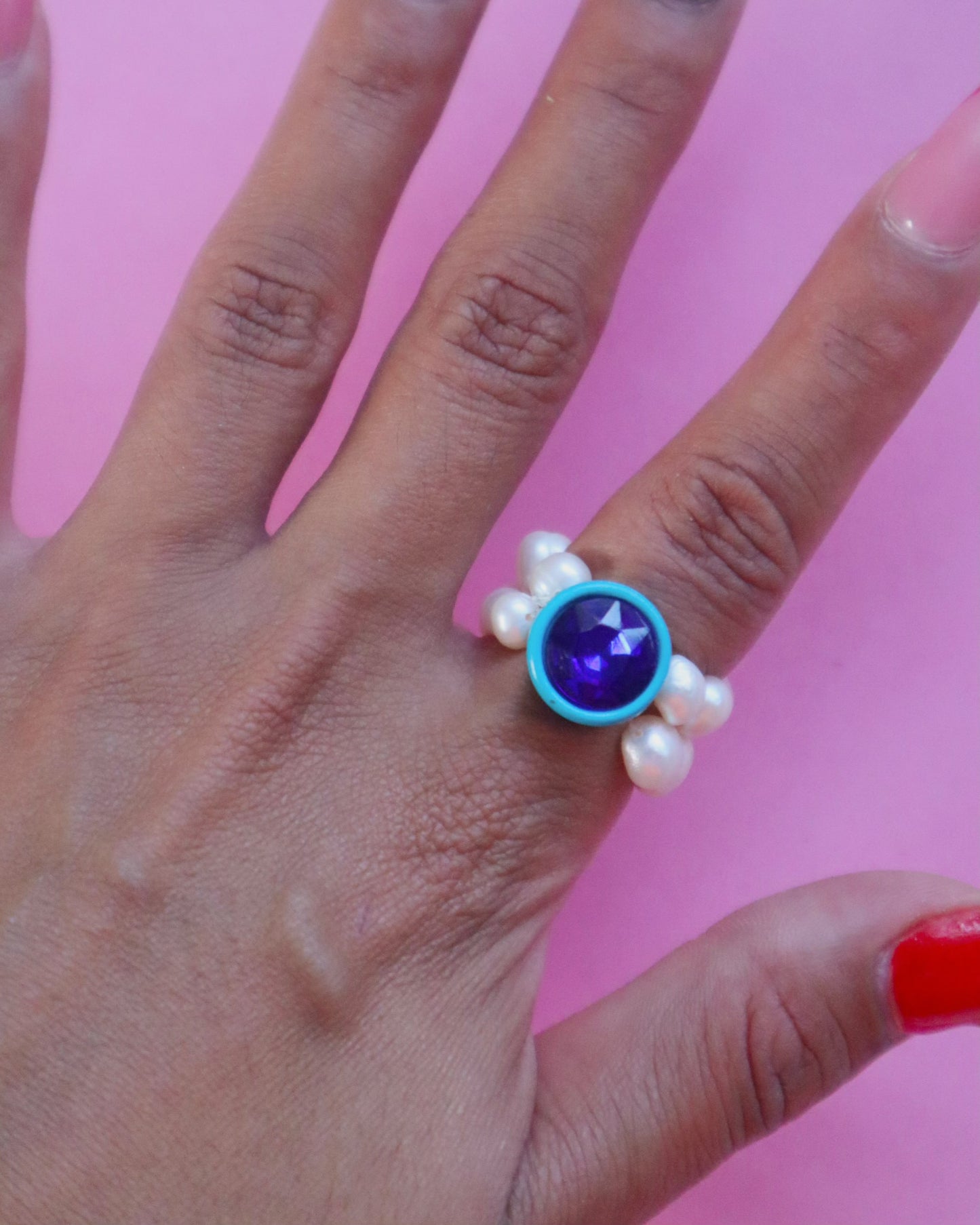 Diamante perla ring