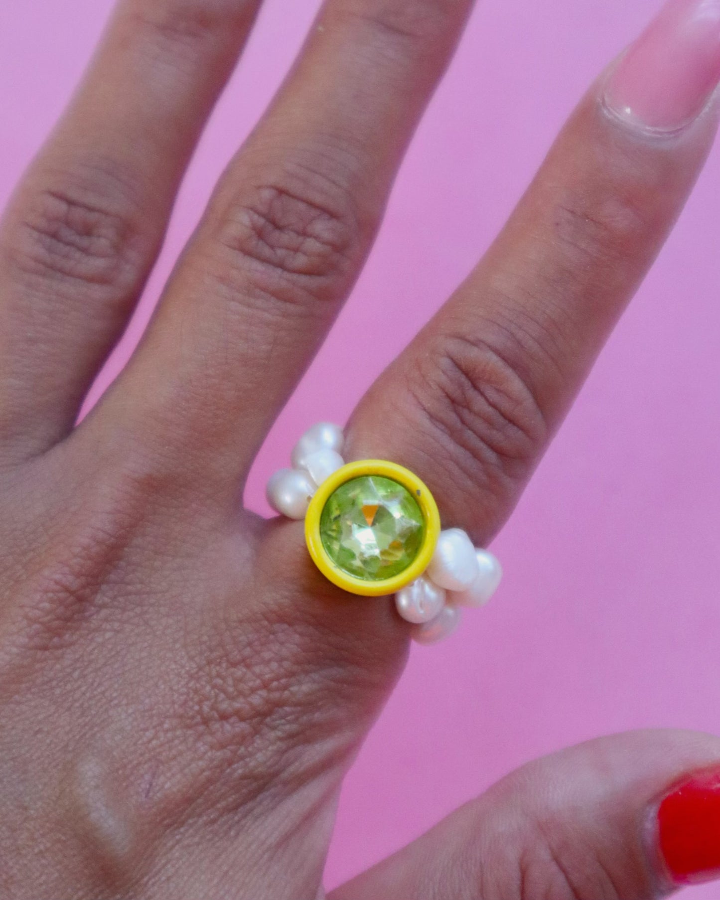 Diamante perla ring