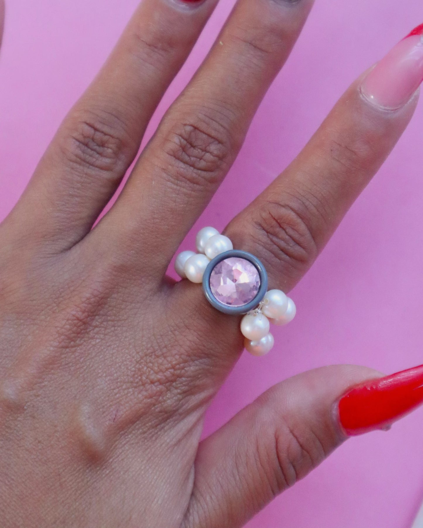 Diamante perla ring