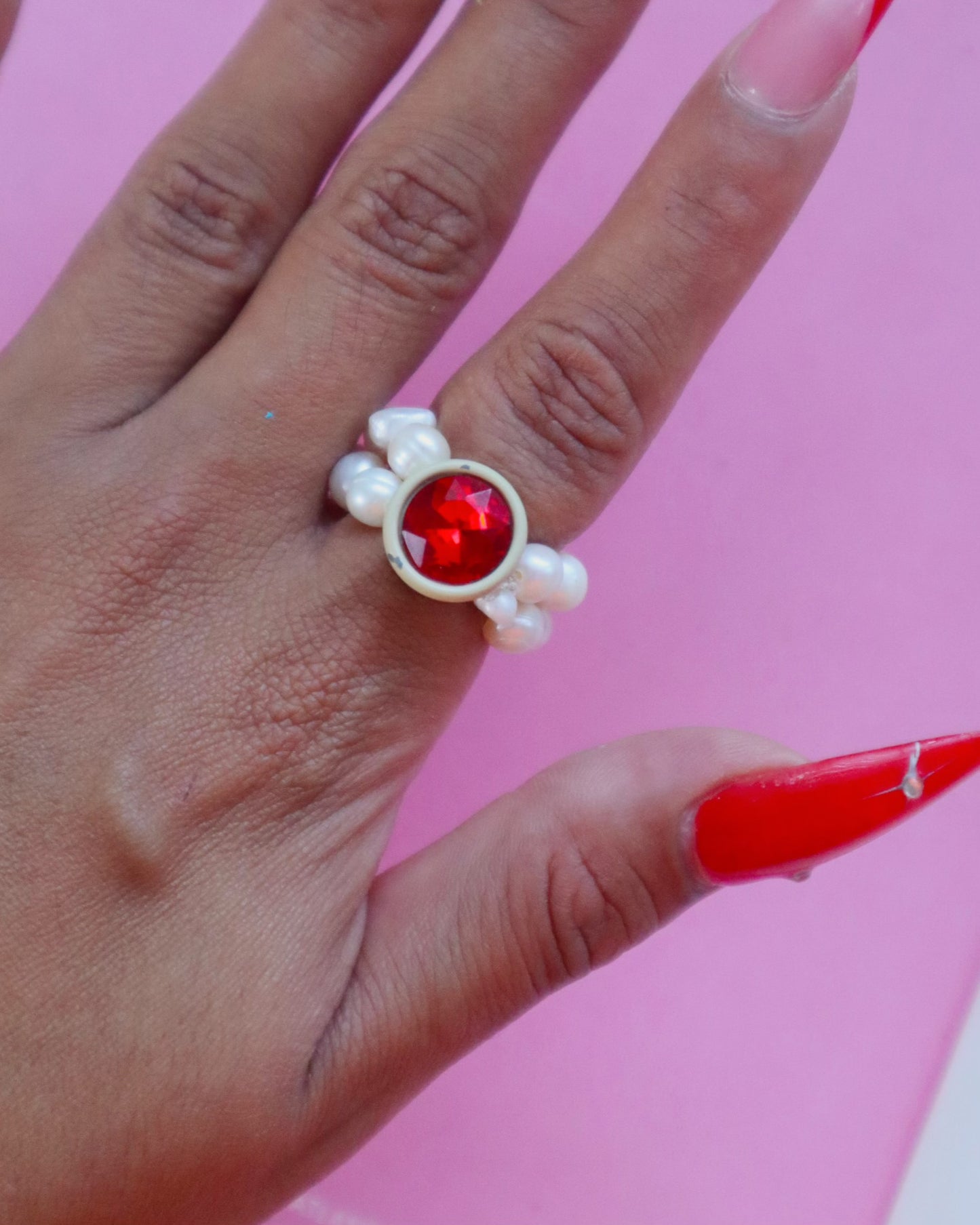 Diamante perla ring