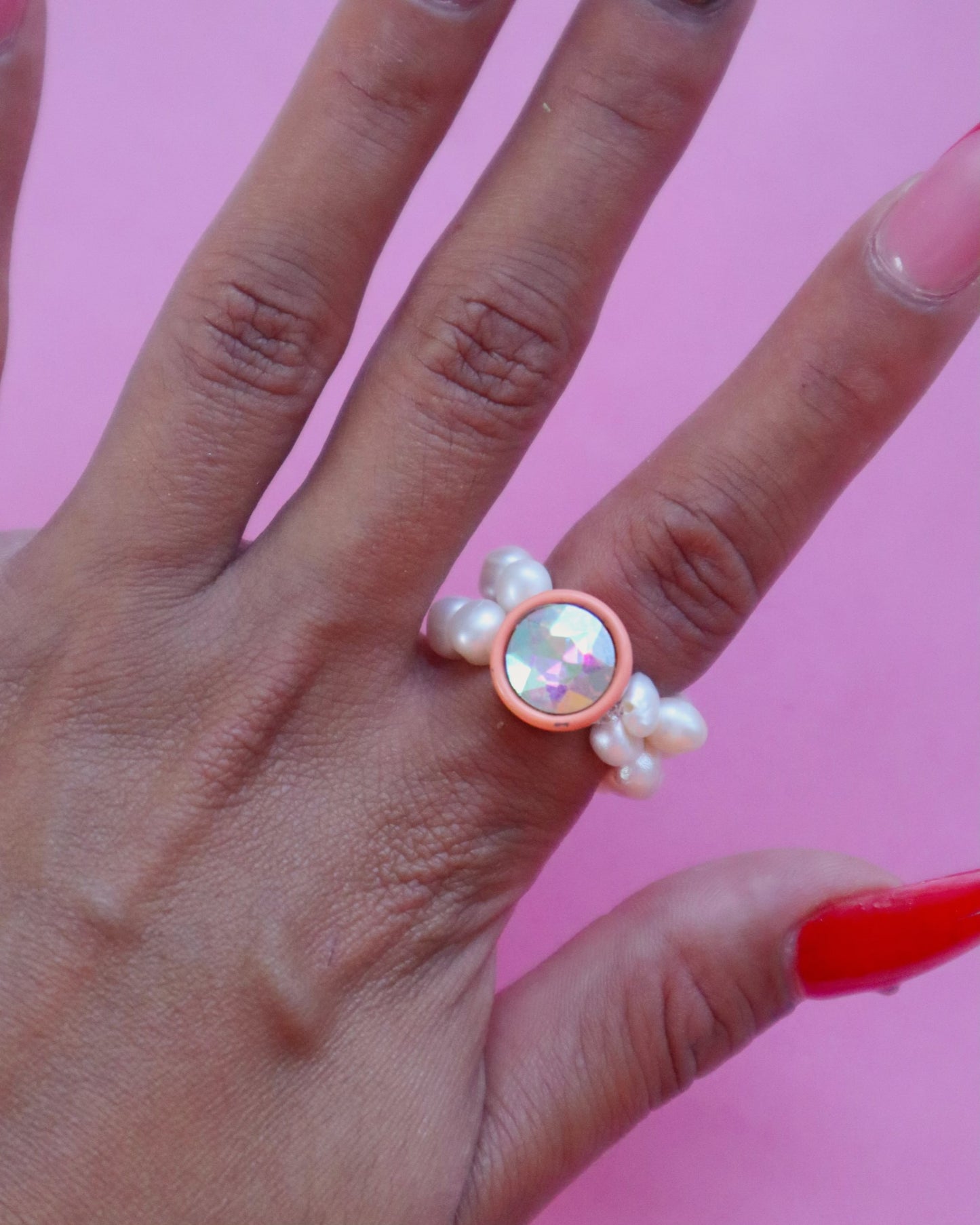 Diamante perla ring