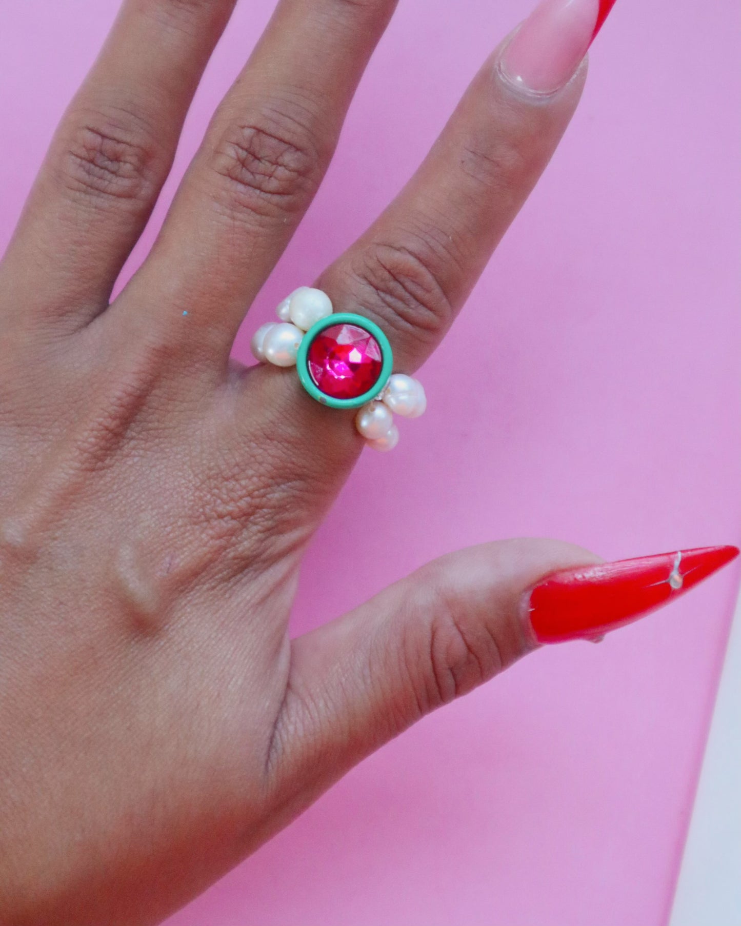 Diamante perla ring