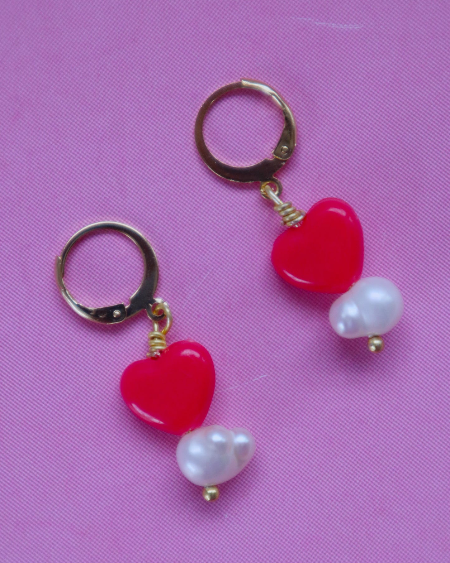 Heart pearl earrings