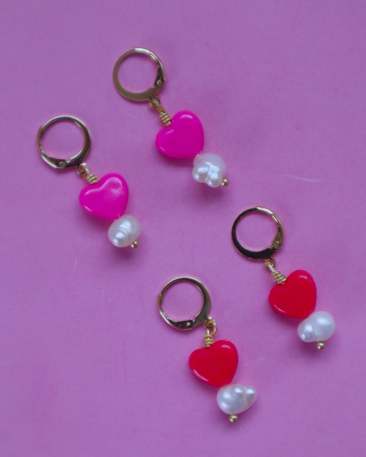 Heart pearl earrings