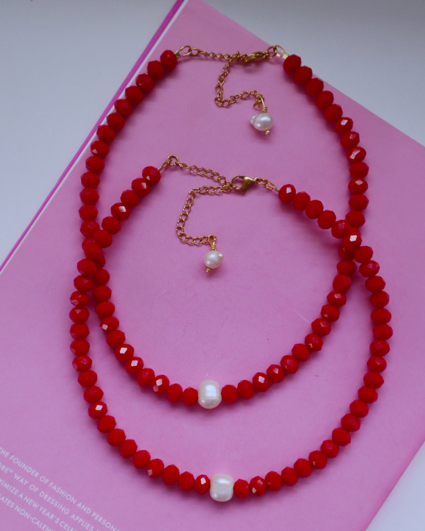 Red pearl choker