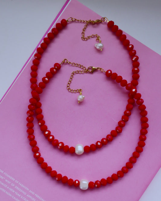 Red pearl choker