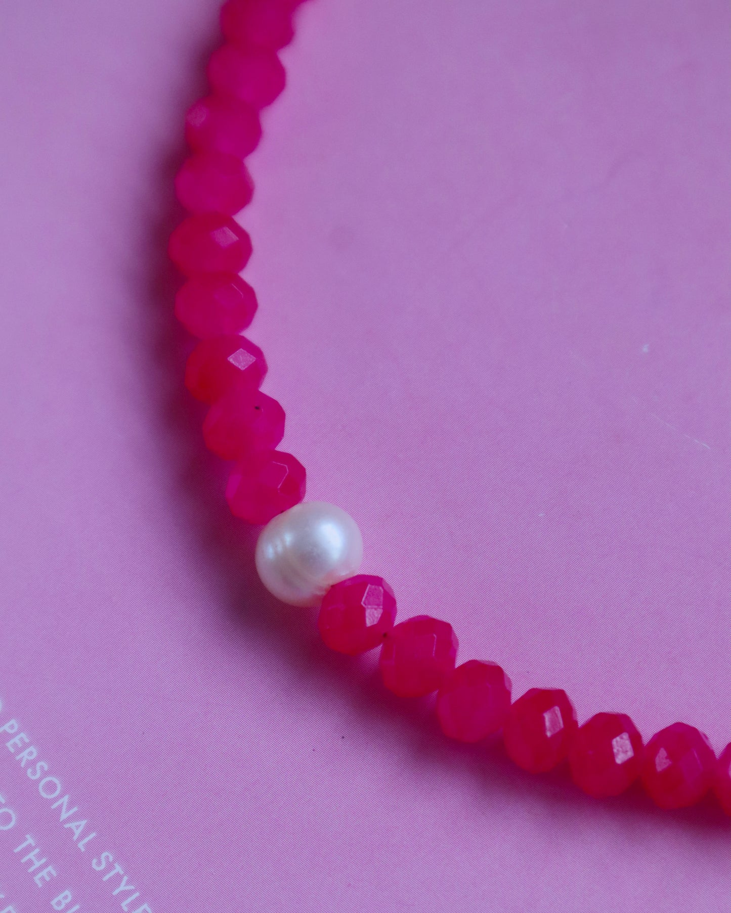 Pink pearl choker