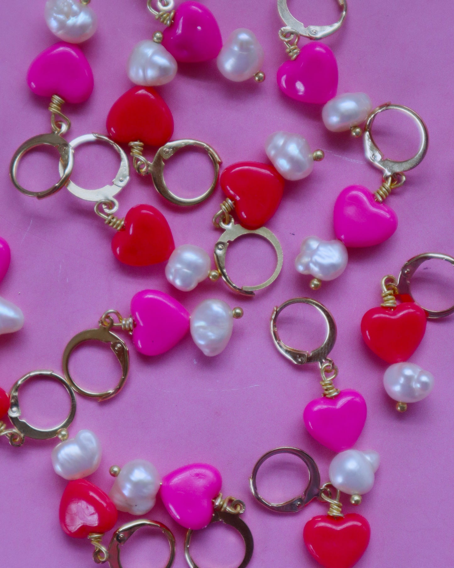 Heart pearl earrings