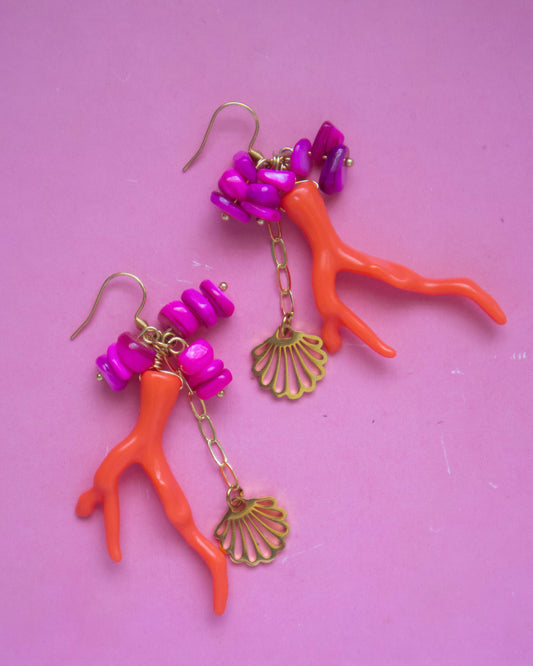 Orange coral Earrings