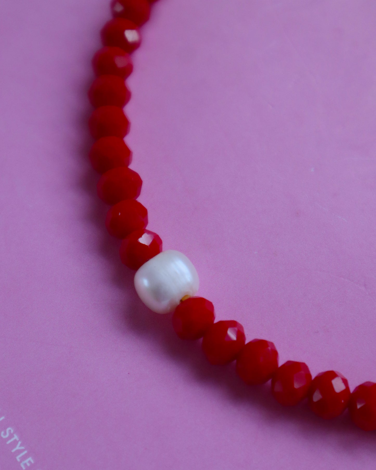 Red pearl choker