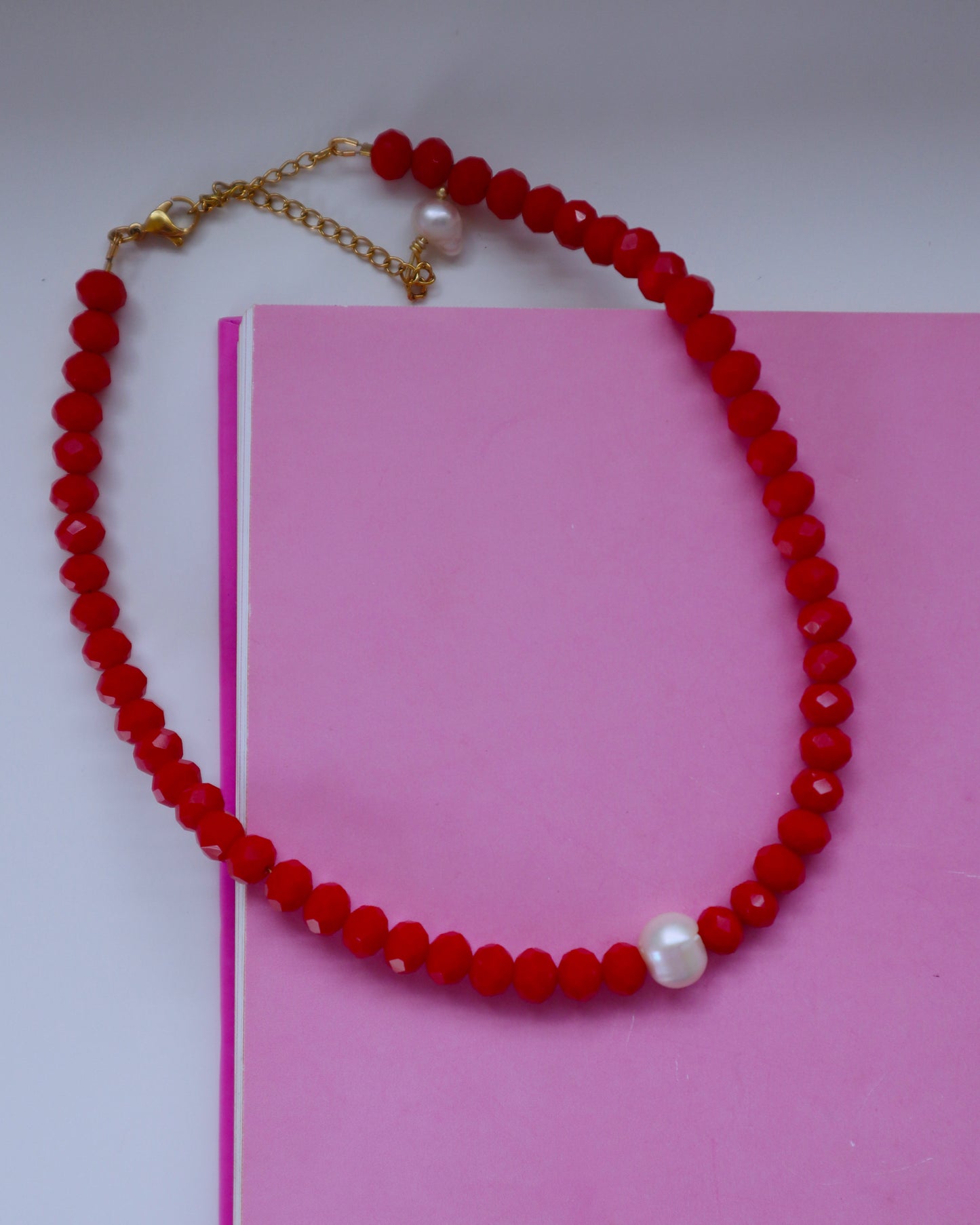 Red pearl choker