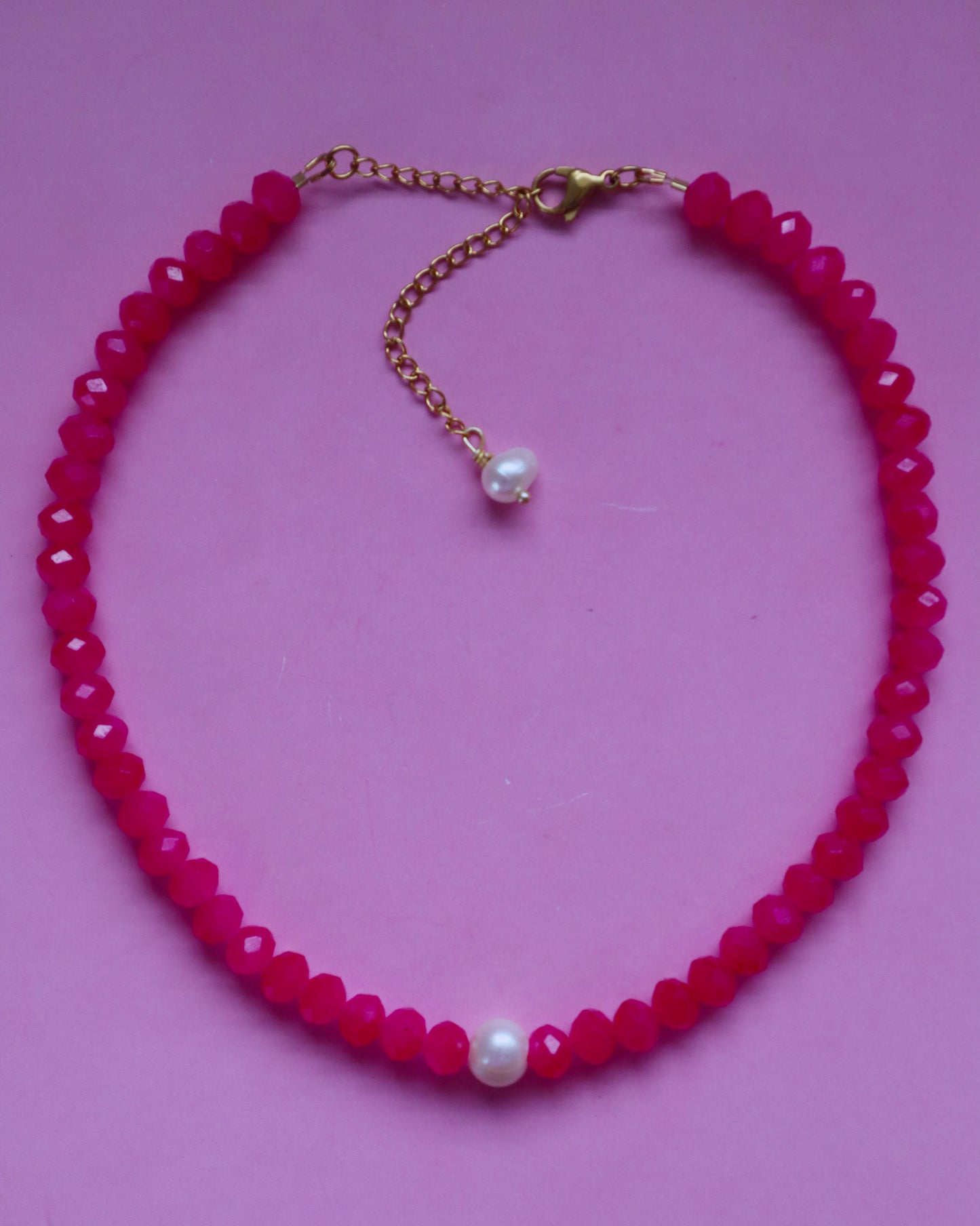 Pink pearl choker